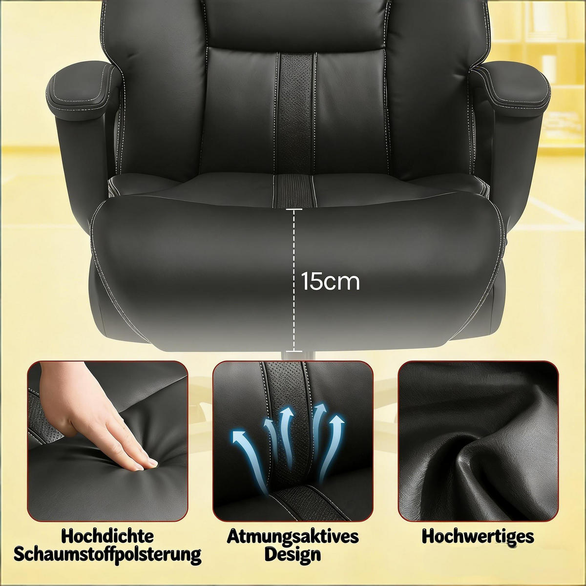 CHEFSTUHL Schwarz 86/72/127 cm - Schwarz, Metall (86/127/72cm) - PANGIVO