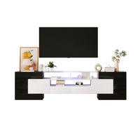 TV-LOWBOARD 200/35/60 cm mit 4 Türen, 2 Schubladen und LED-Beleuchtung - Schwarz, Holzwerkstoff (200/60/35cm) - BEAOK