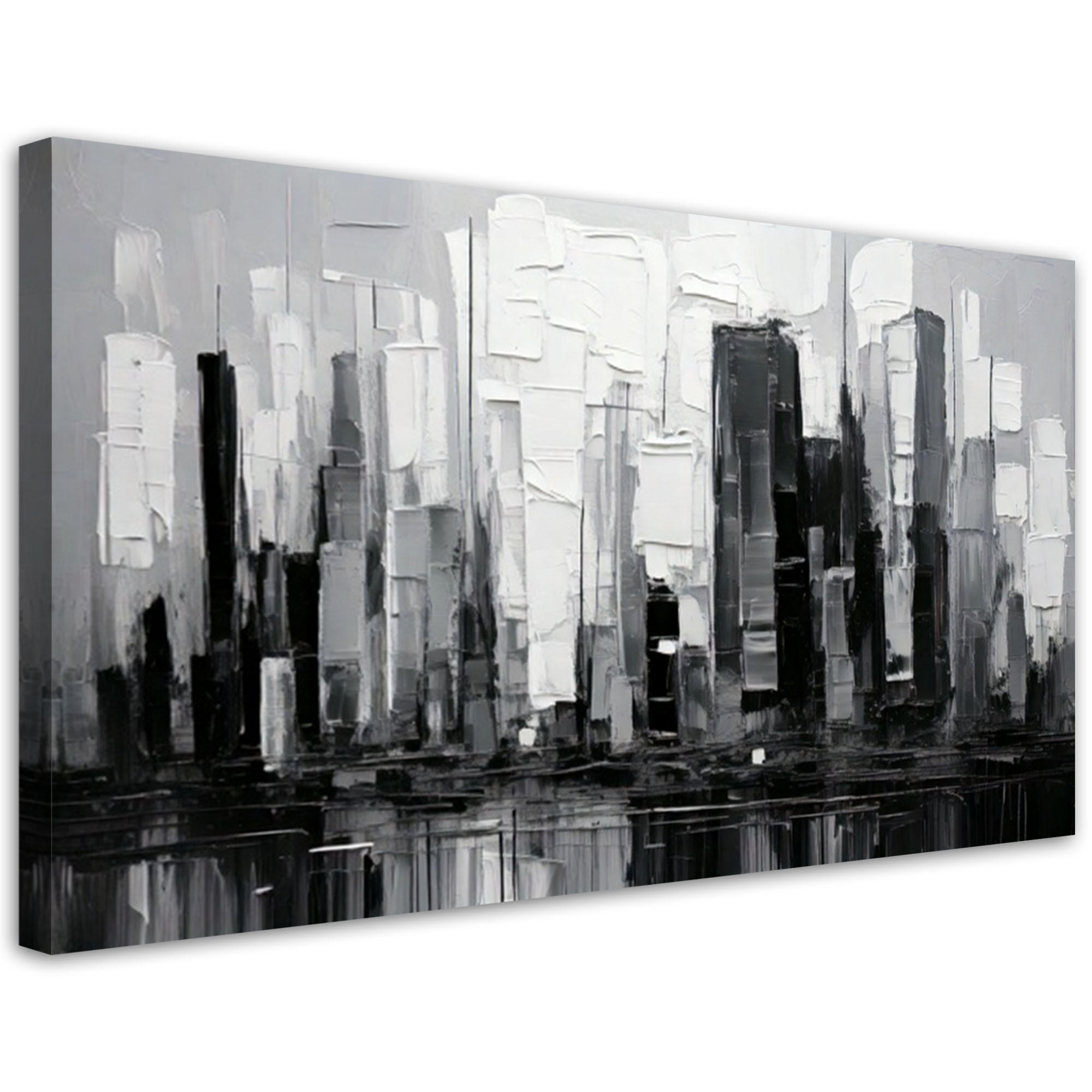 LEINWANDBILD Abstraktion Architektur Wolkenkratzer 100x50cm - Schwarz, Textil (100/50cm) - Feeby