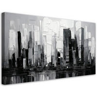 LEINWANDBILD Abstraktion Architektur Wolkenkratzer 100x50cm - Schwarz, Textil (100/50cm) - Feeby