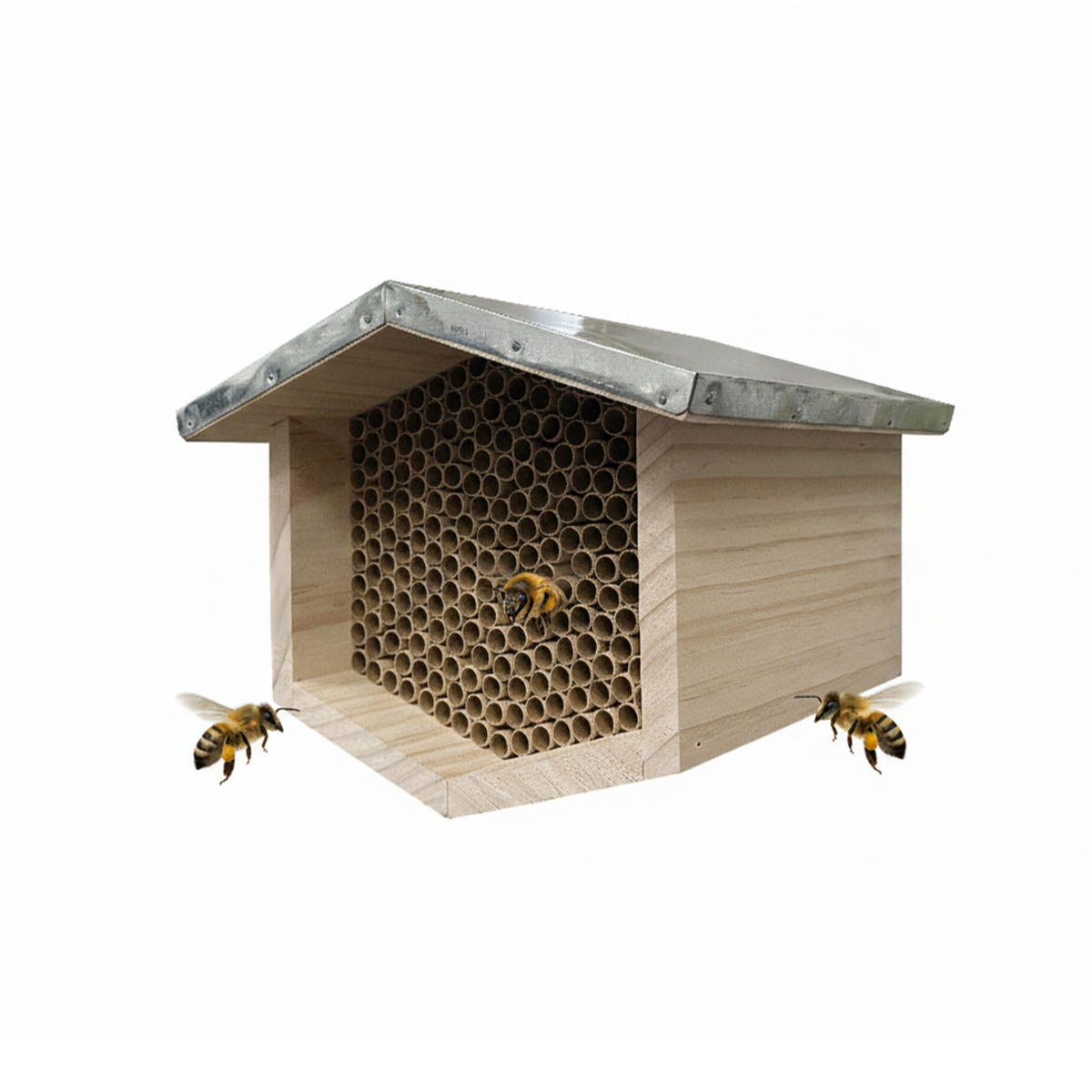 BIENENHOTEL - Hellbraun, Holz/Papier (21.5/17/20.5cm) - Relaxdays