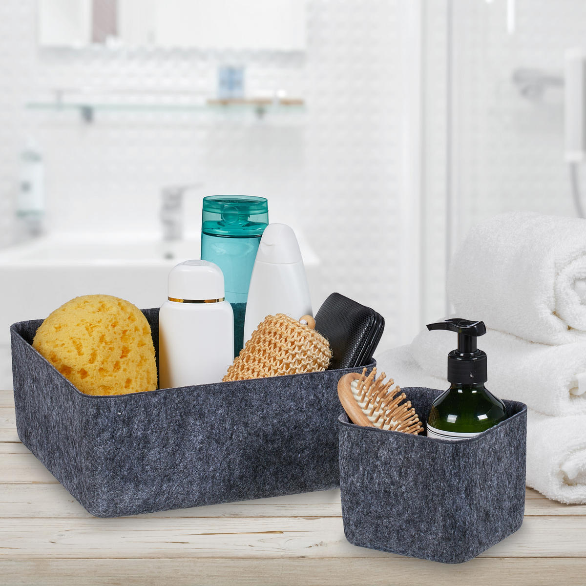 5-DIELNA súprava organizérov do skrine - antracitová, textil (25/10.5/25cm) - Relaxdays