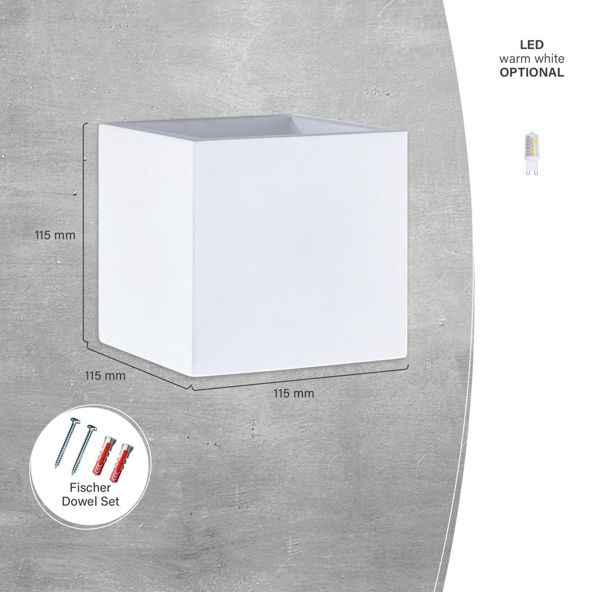 STRAHLER Marlon - Weiß, Stein (11.5/11.5/11.5cm) - Paco Home