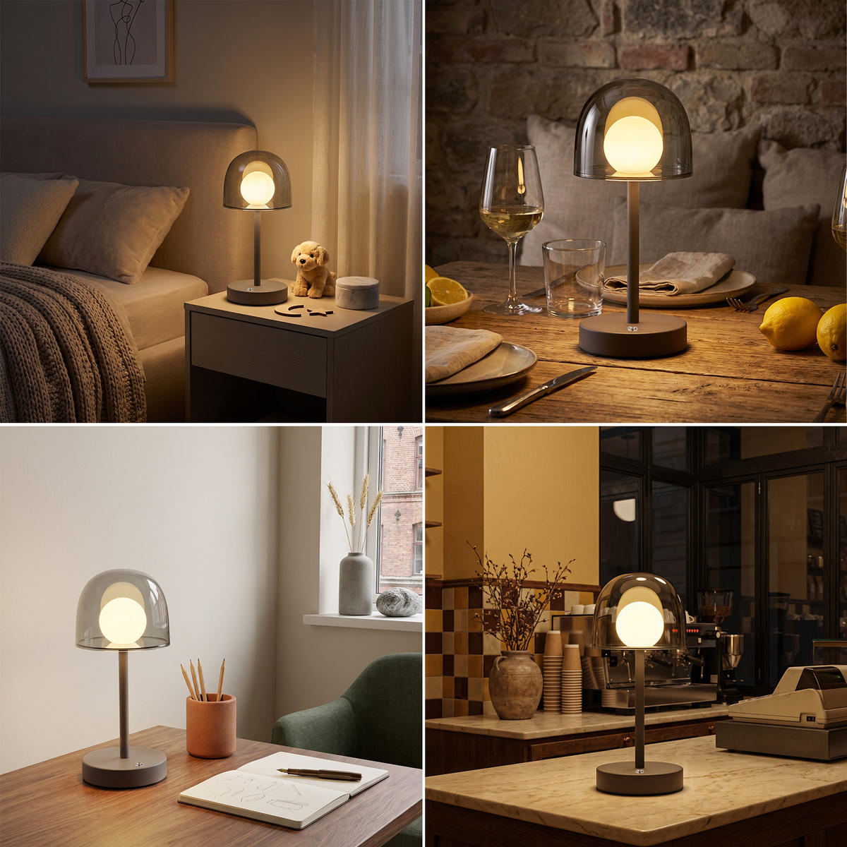 LED STOLNÍ LAMPA 12/12/27 cm - šedá, kov/plast (12/12/27cm) - ZMH