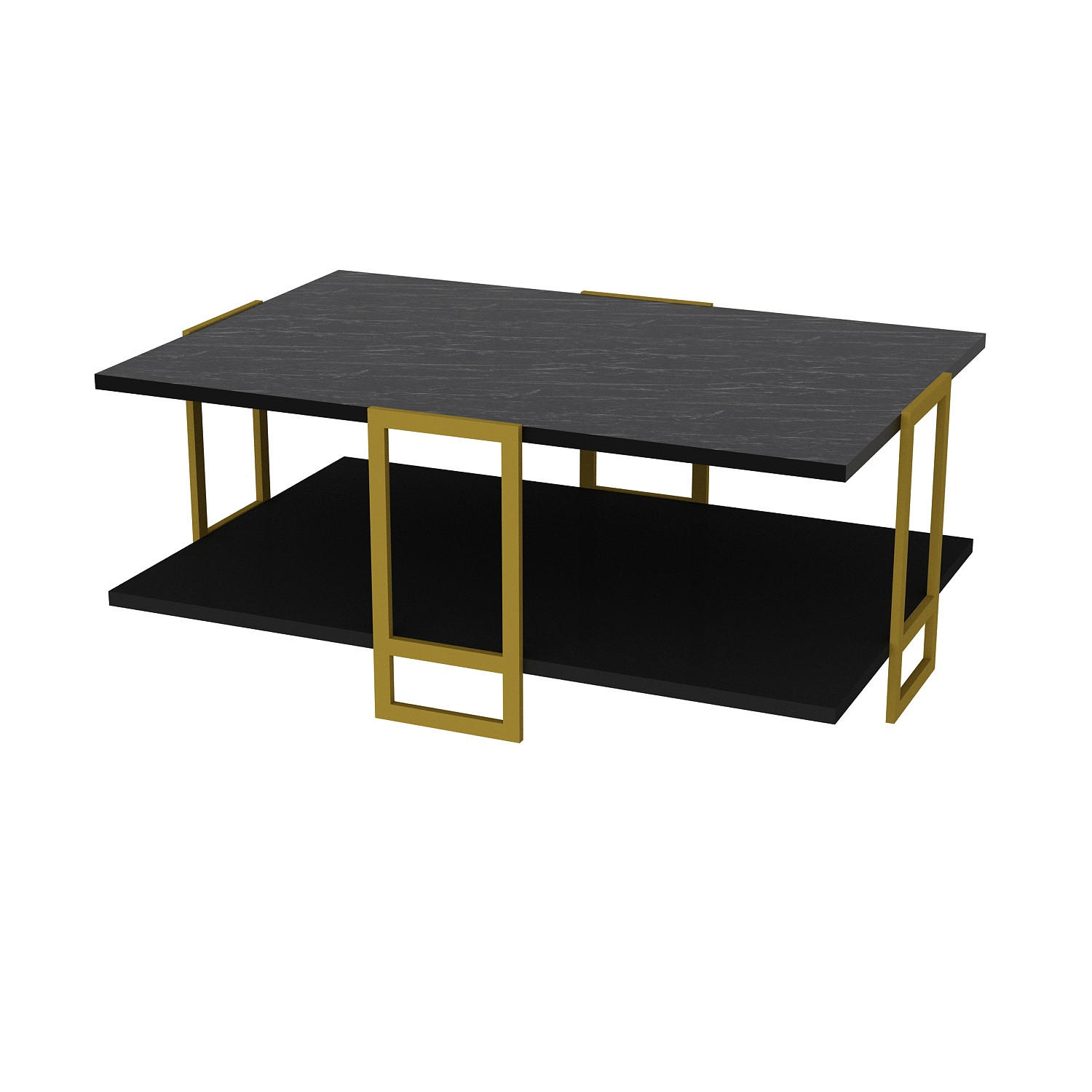 COUCHTISCH Polka Bendir Schwarz Gold - Schwarz, Holzwerkstoff (91.5/61.5/36.6cm) - Decorotika