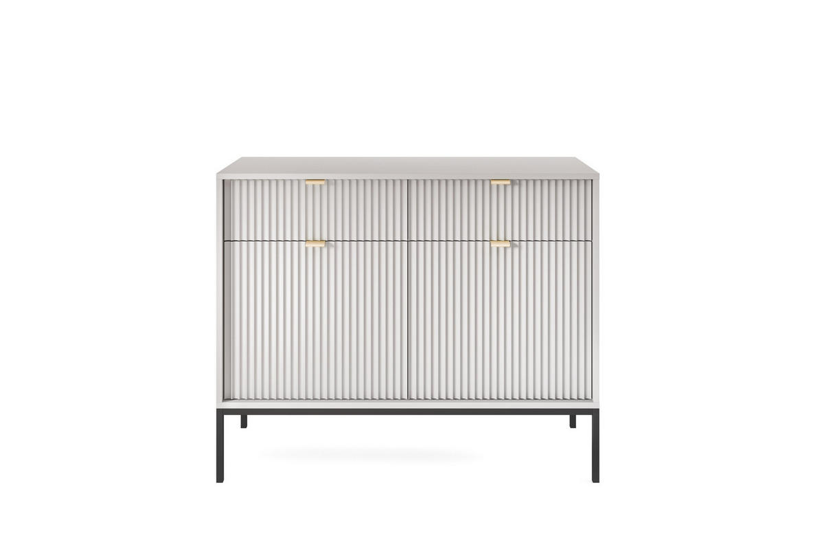 KOMMODE NOVA, Geriffelte Front, 2-Türen, 2-Schubladen 104x39x83 cm, Grau - Graphitfarben/Schwarz, Holzwerkstoff/Kunststoff (104/83/39cm) - DomoHome