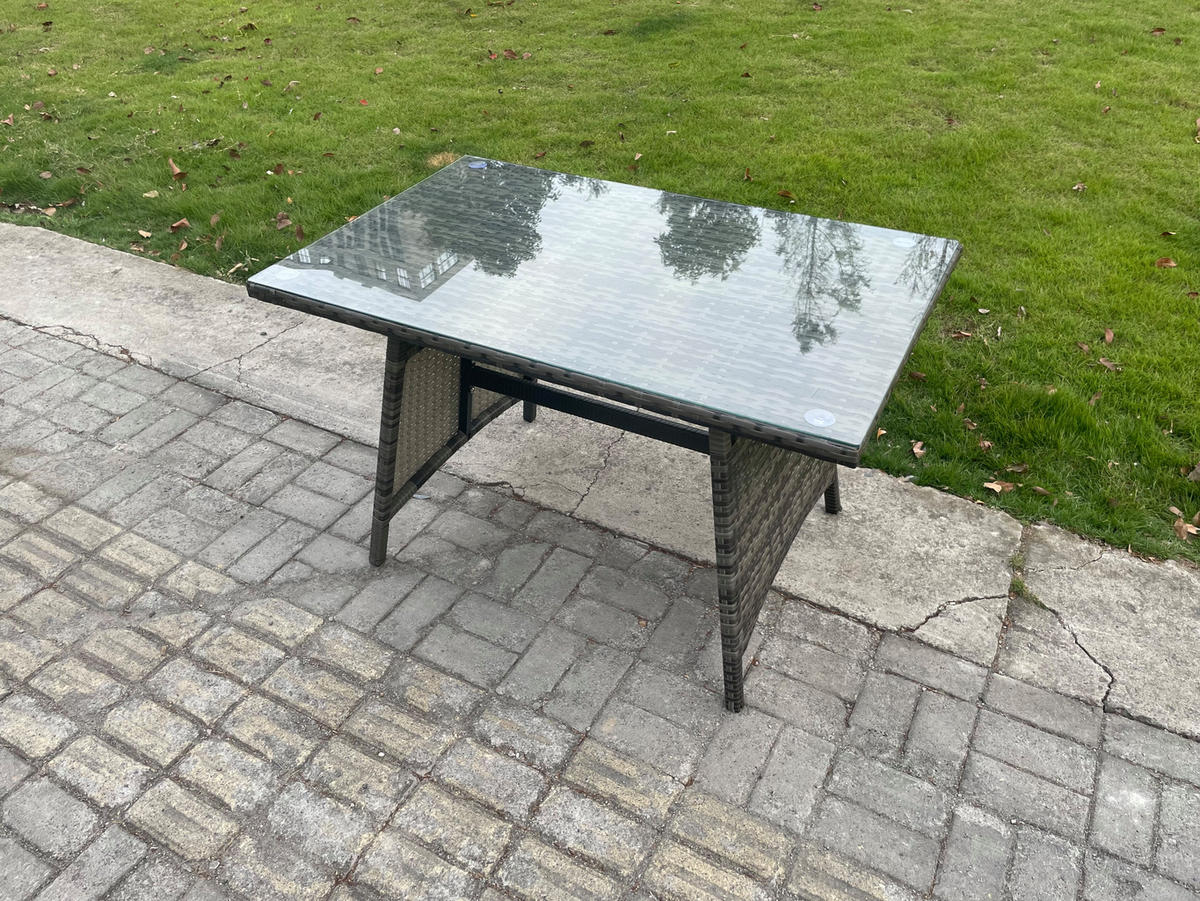 GARTENSOFA SET Hohe Rückenlehne Polyrattan Dunkelgrauer Mix 6-Sitzer - Dunkelgrau/Grau, Glas/Kunststoff - Fimous