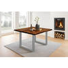 ESSTISCH NOAH - Silberfarben/Braun, Holz/Metall (90/90/77cm) - SAM