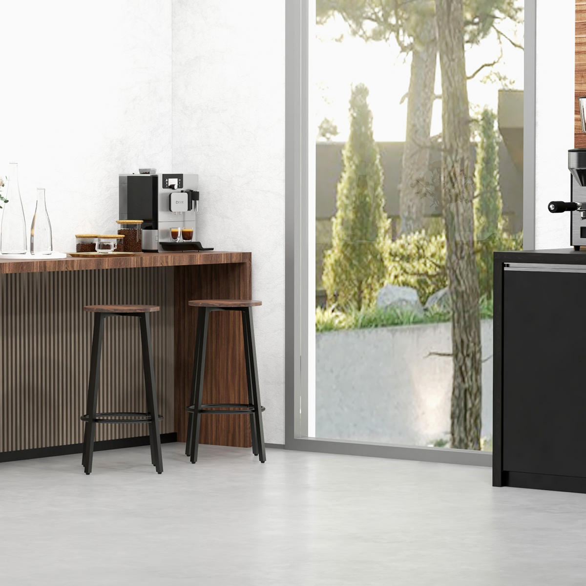 BARHOCKER Spanplatte Stahl Braun+Schwarz - Braun, Kunststoff (42/65/42cm) - HOMCOM
