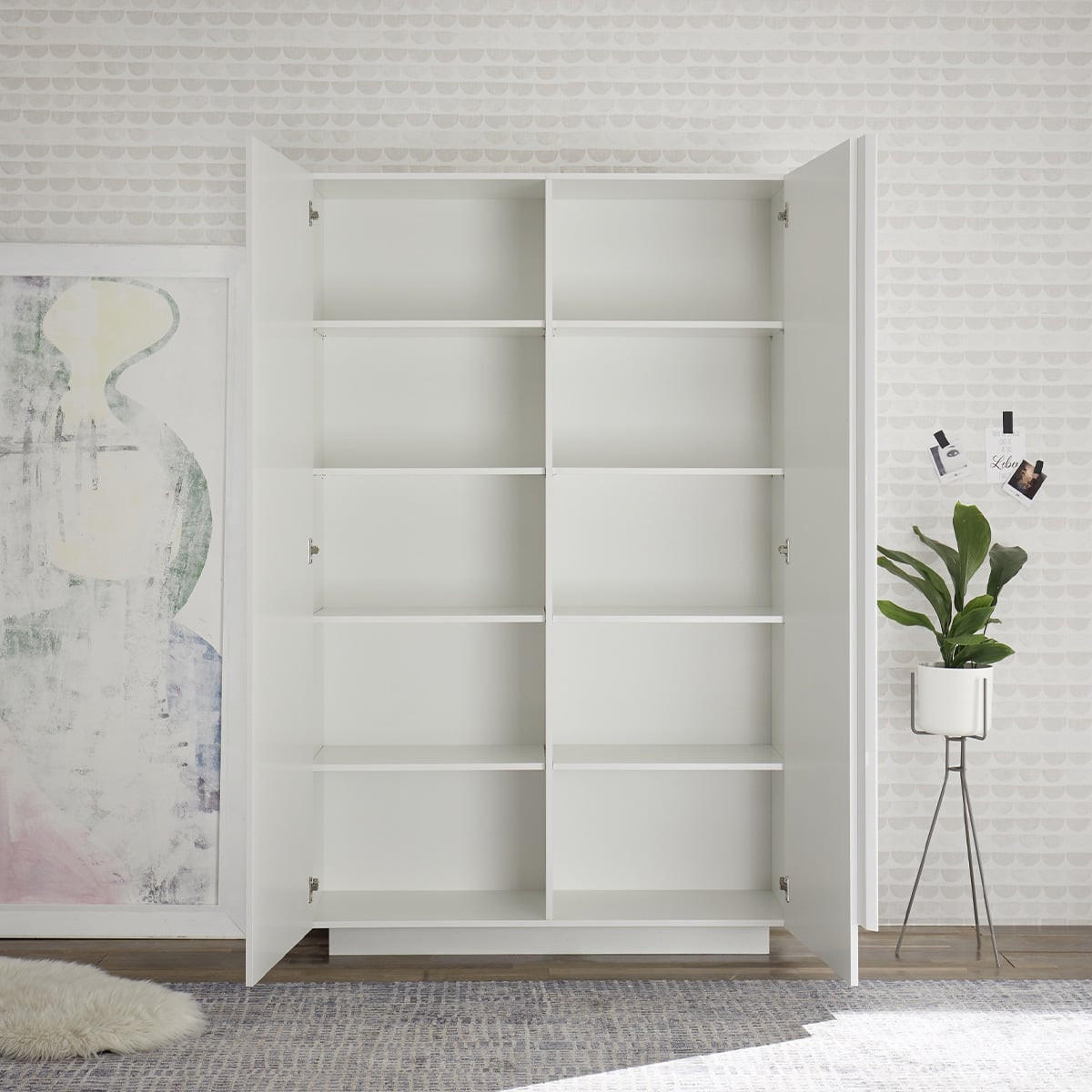 HIGHBOARD mit 2 Türen L182 cm - Jupiter - Weiß, Holzwerkstoff (121/193/44cm) - Calicosy