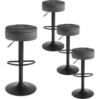 BARHOCKER 4er Set, drehbar, Samt, Dunkelgrau - Dunkelgrau/Schwarz, Textil/Metall (39/60.5/39cm) - Woltu