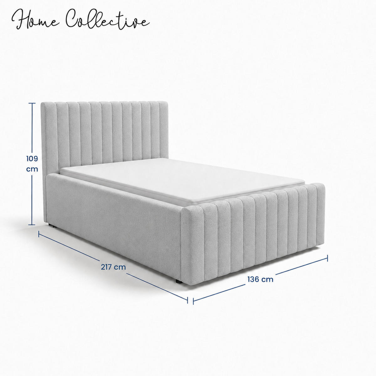 POLSTERBETT 120x200 cm in Hellgrau - Hellgrau, Textil (120/200cm) - Home Collective