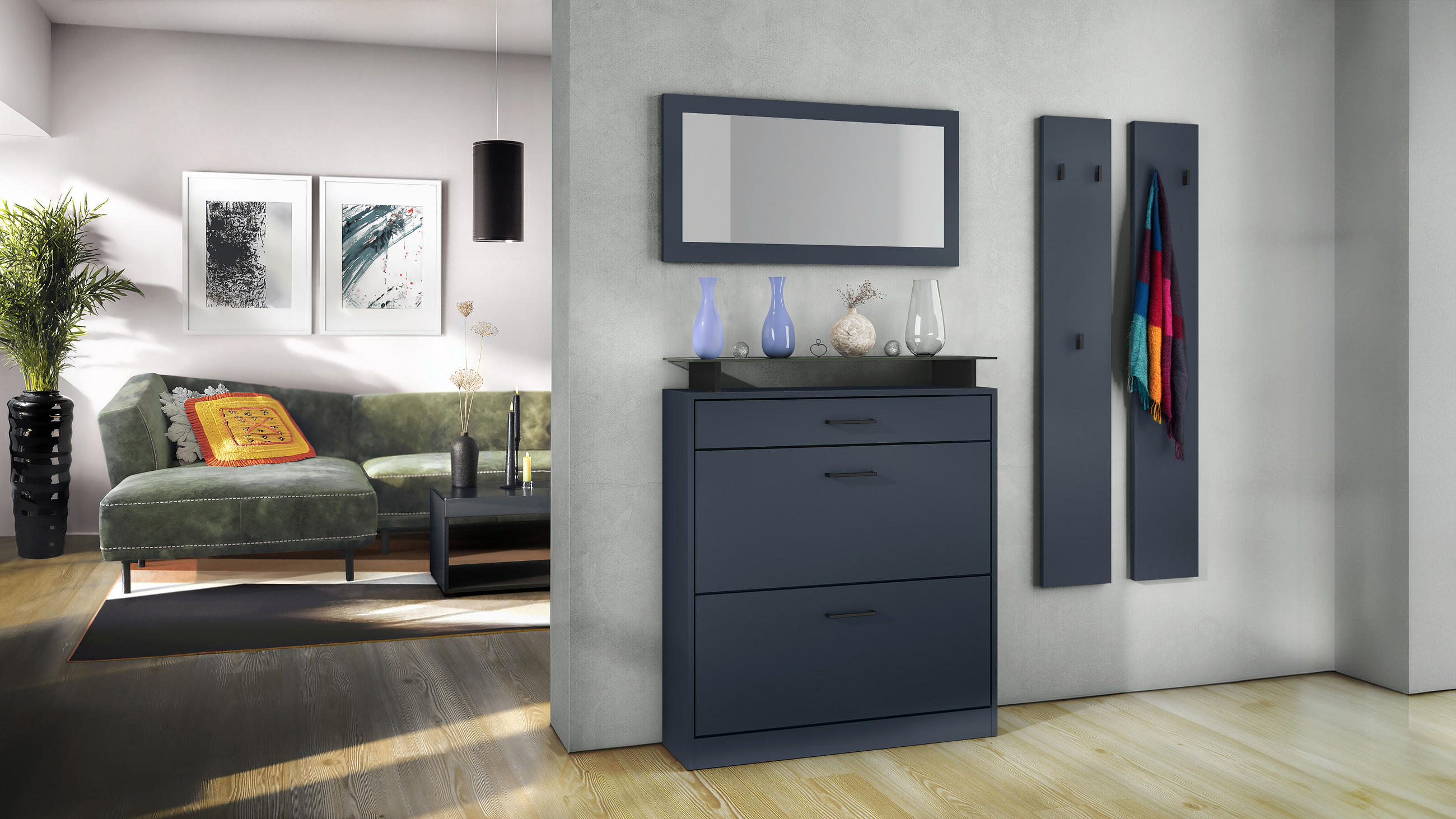 GARDEROBE Enigma Royal Blau - Dunkelblau, Holzwerkstoff (160/180/23cm) - Vladon