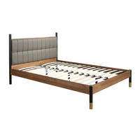 BETT Rechteckig Dunkelgrau Walnuss 160/215/112 cm - Grau, Leder/Holz (160/200cm) - ANGEL CERDA