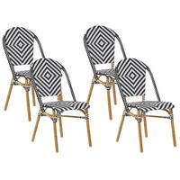 STUHL 4er-Set PE Rattan schwarz/weiß Rifreddo - Schwarz/Weiß, Kunststoff (46/88/55cm) - Beliani