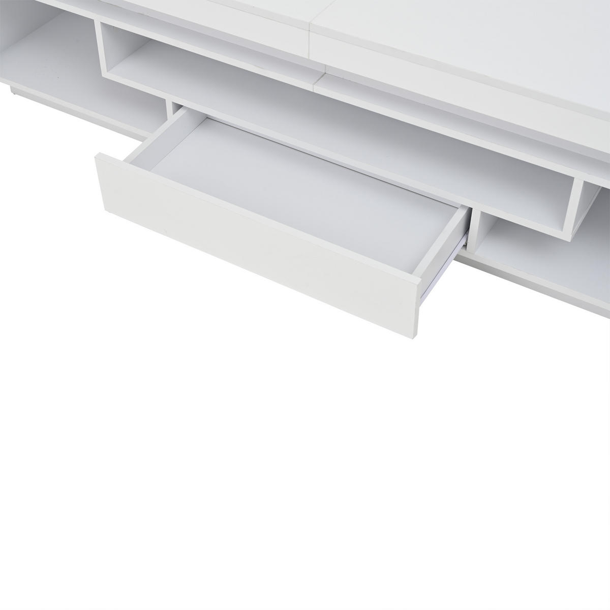 TV-LOWBOARD 175x38x45 cm Weiß Hochglanz LED 2 Schränke 1 Schublade - Weiß, Holzwerkstoff (38/45/175cm) - FLIEKS