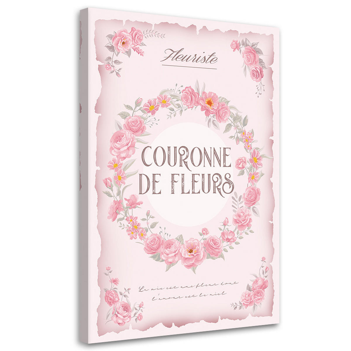 WANDBILD shabby chic rosengirlande - Pink, Textil (40/60cm) - Feeby