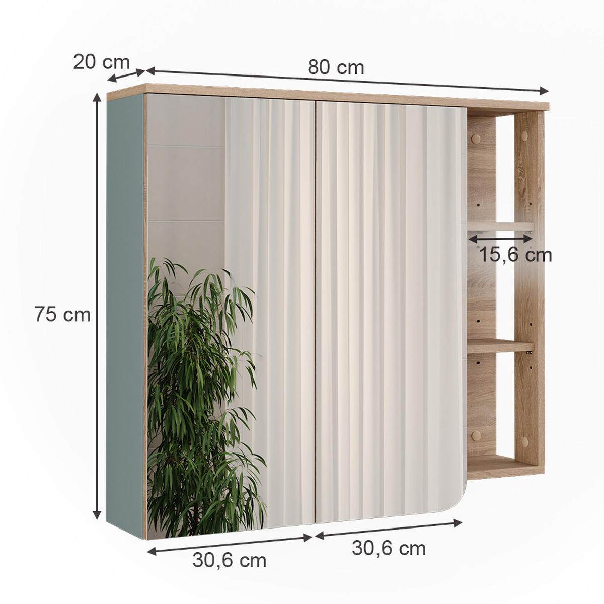 ZRCADLOVÁ SKŘÍŇKA Karen Sonoma/modrá - Sonoma dub/tmavě modrá, kompozitní dřevo (80/75/20cm) - Vicco