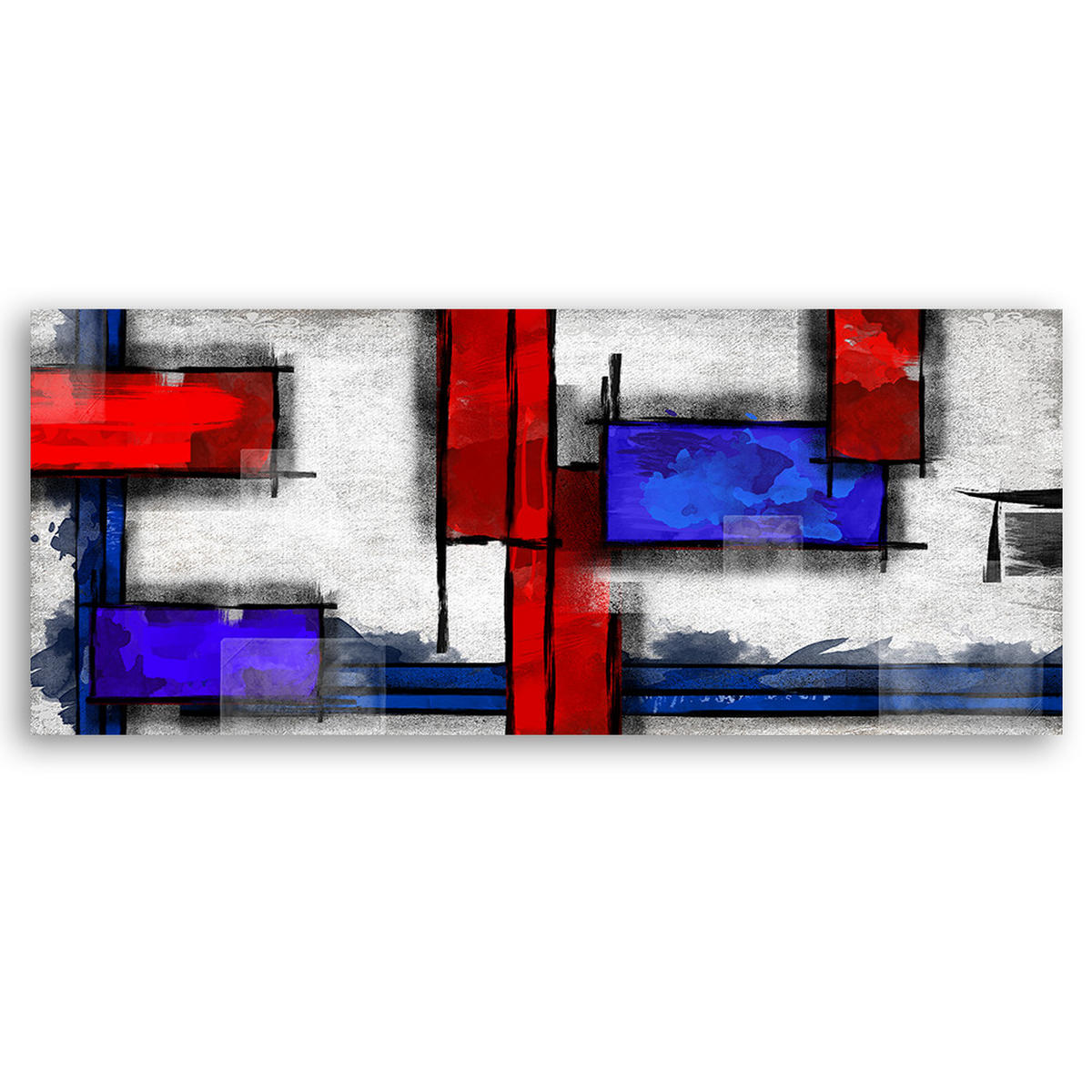 WANDBILD geometrische abstraktion - Multicolor, Textil (90/30cm) - Feeby