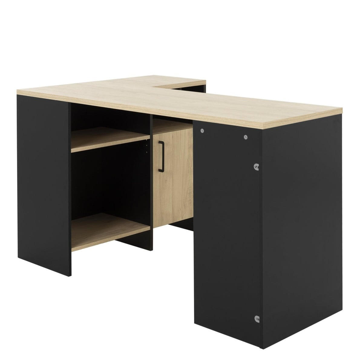 ECKSCHREIBTISCH Liverpool - Französische Herstellung - Schwarz, Holzwerkstoff (136/88/76cm) - Calicosy