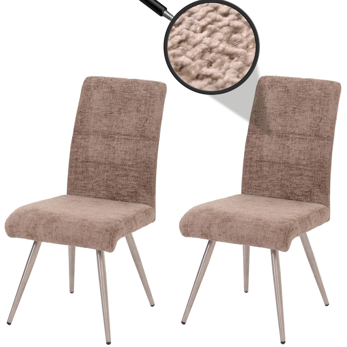 ESSZIMMERSTUHL Braun 2er-Set - Braun, Textil (68/97/64cm) - MCW