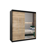 SCHWEBETÜRENSCHRANK 200/180/62 2-türig - Silberfarben/Schwarz, Holz/Kunststoff (180/200/62cm) - Abiks Möbel