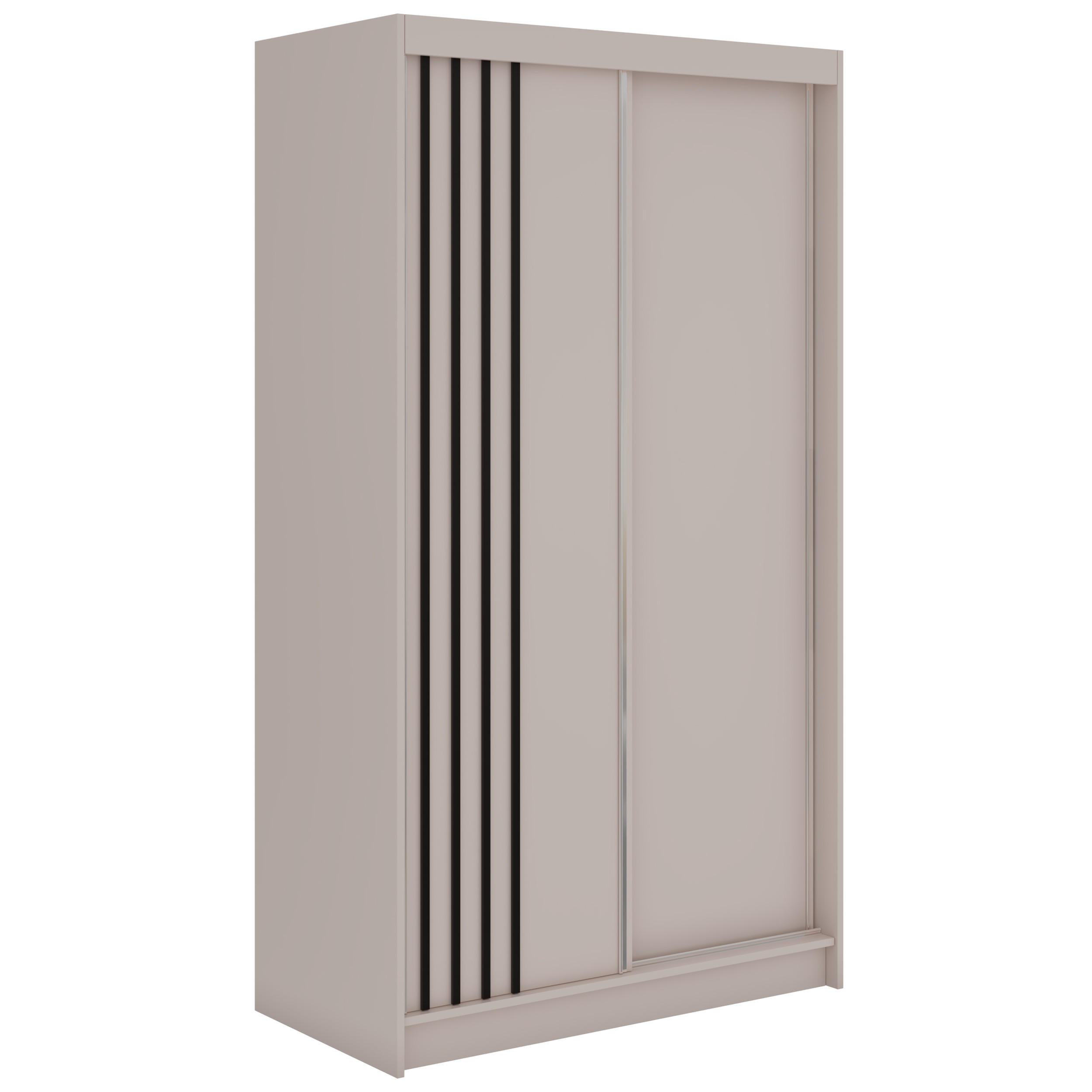 SCHWEBETÜRENSCHRANK mit Lamellen und Schubladen NAURU - 120 - Kaschmir und Schwarz - Kaschmir/Schwarz, Holzwerkstoff/Metall (120/216/61cm) - MKS