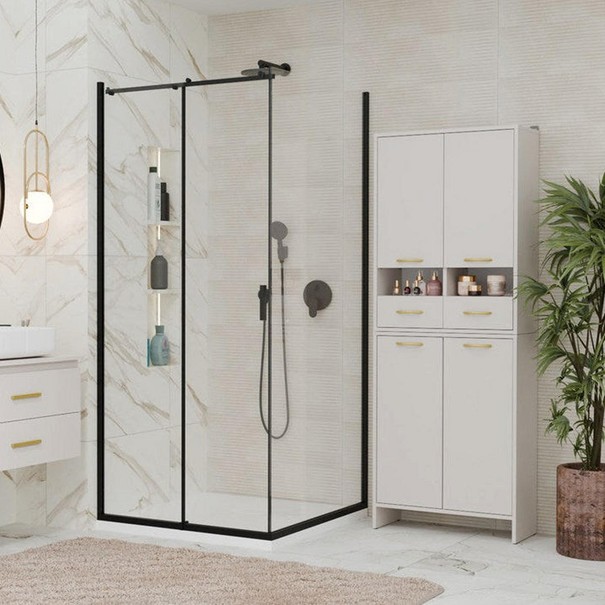BADEZIMMERSCHRANK Kato - Beige, Holzwerkstoff (66/90/30cm) - kommodly