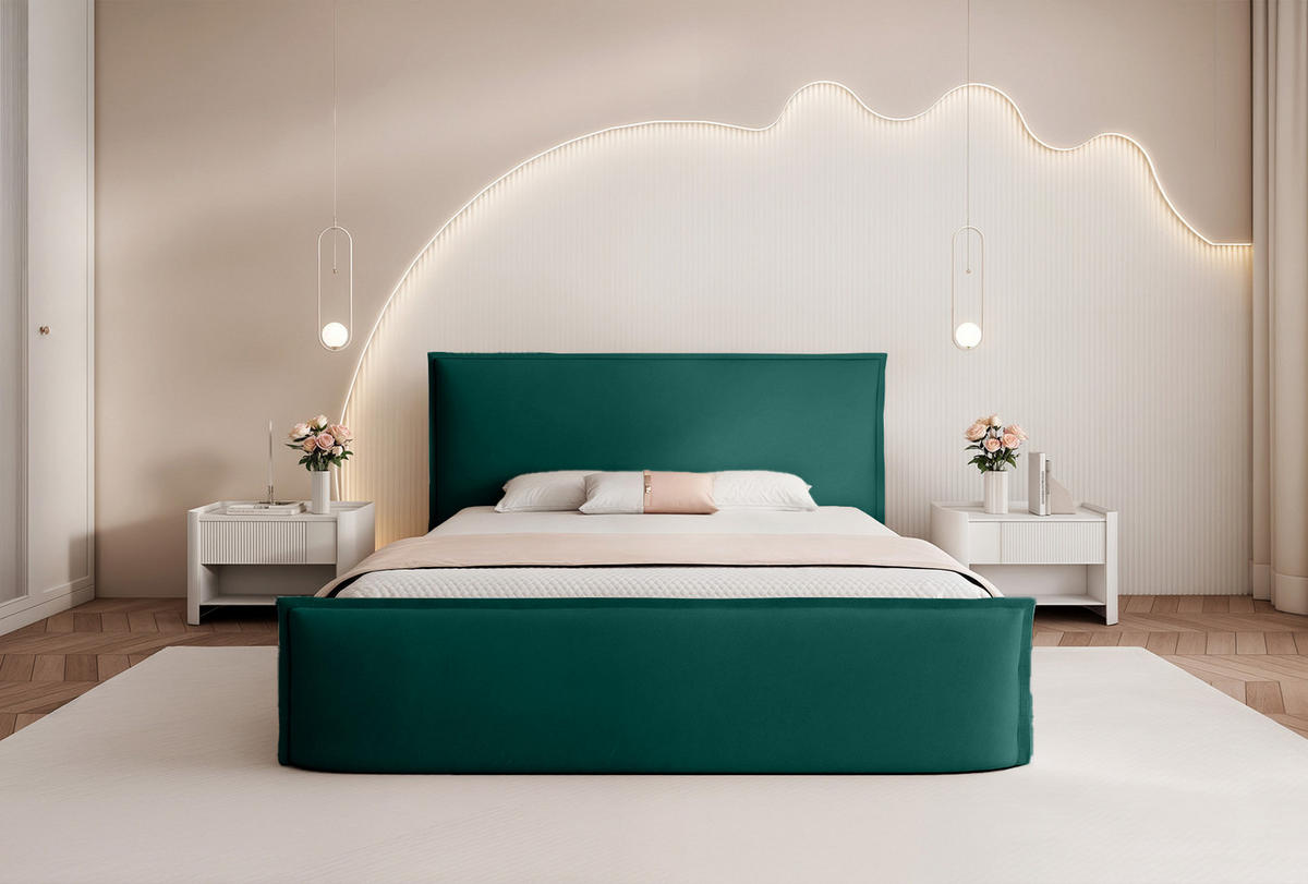 POLSTERBETT ALLBION 160x200 cm, Grün - Grün, Textil (200/160cm) - Fedve