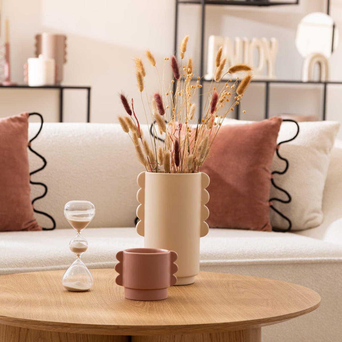 VASE Keramik Wavy Bliss Ø 13 cm - Beige, Keramik (25.5cm) - Atmosphera Createur d´interieur
