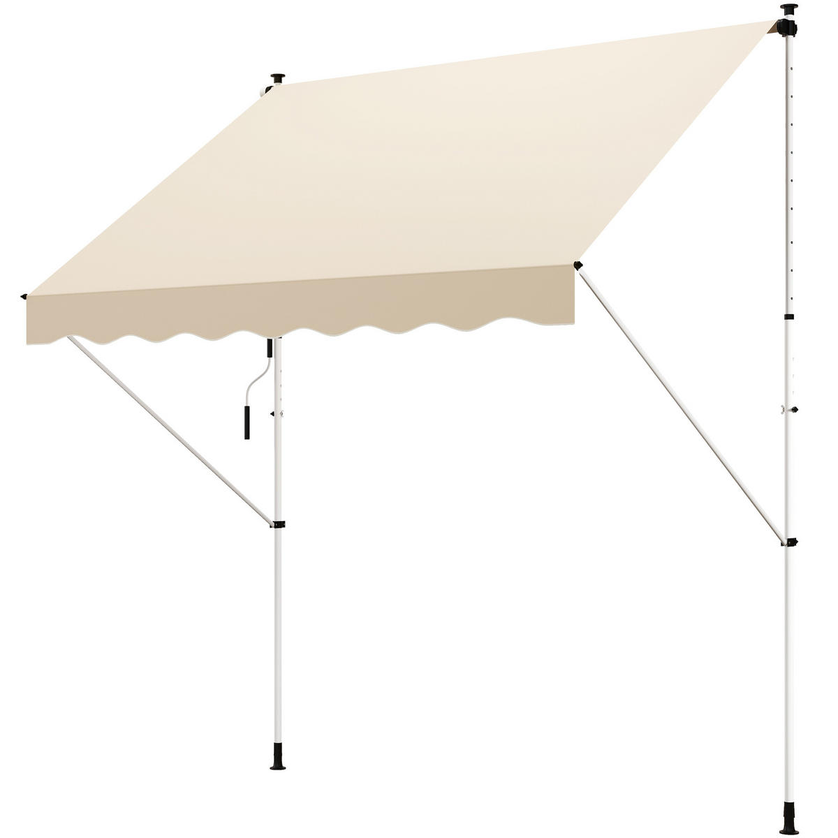 KLEMMMARKISE mit Handkurbel, höhenverstellbare Gelenkarmmarkise, 150 cm breit, Balkonmarkise Beige - Beige, Metall (300/280/150cm)