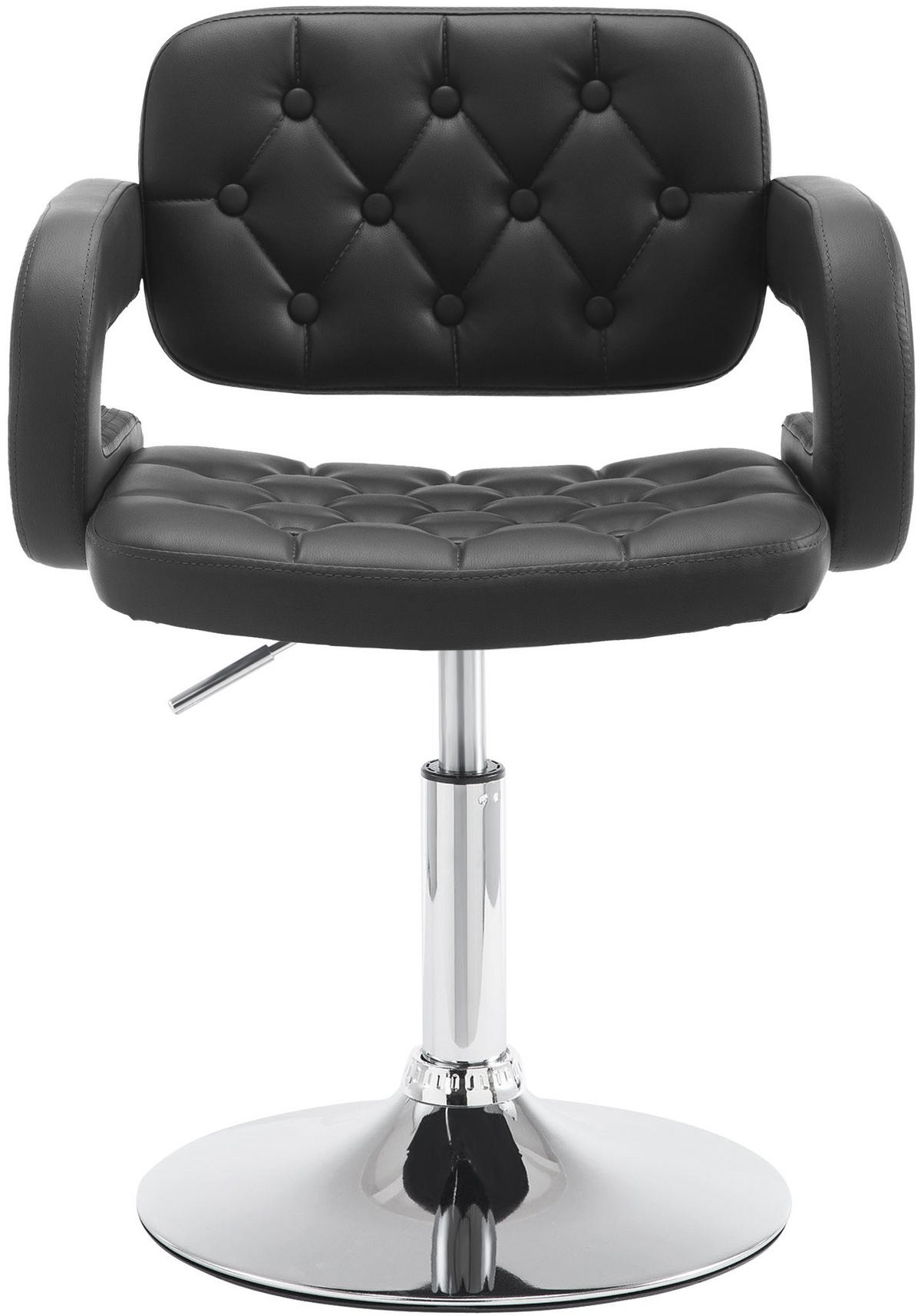 SESSEL Lederlook schwarz - Chromfarben/Schwarz, Textil/Metall (62/76/55cm) - CLP