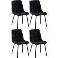 STUHL 4er Set Samt Schwarz - Schwarz, Textil/Metall (45/84/55cm) - CLP