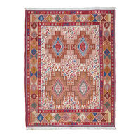 HANDWEBTEPPICH Sumak Shahsavan Beige 141/109 cm Schurwolle - Beige, Textil (109/141cm) - Looma