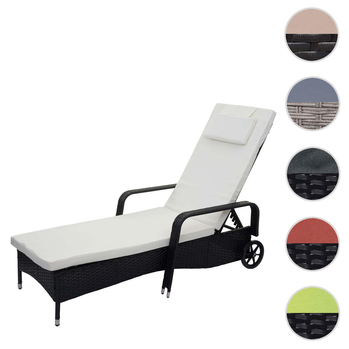POLY-RATTAN SONNENLIEGE Anthrazit, Beige - Anthrazit/Beige, Kunststoff (71/108/197cm) - MCW