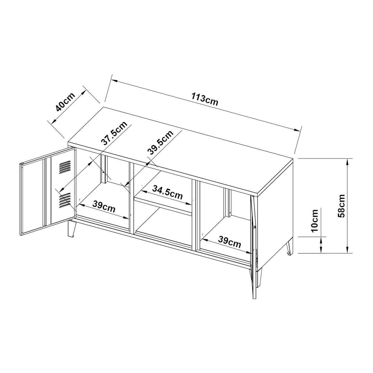 SIDEBOARD Kotka - Schwarz, Metall (113/58/40cm) - [en.casa]