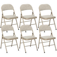 KLAPPSTUHL 6er Set Polyester Stahl Beige - Beige, Textil/Metall (46/78/45cm) - HOMCOM