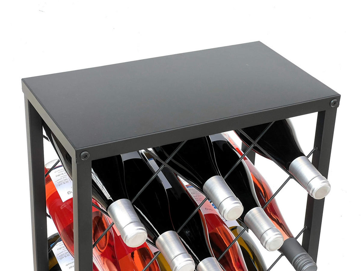 WEINREGAL für 20 Flaschen Metall Schwarz 68 cm - Schwarz, Metall (40/68/22cm) - DanDiBo