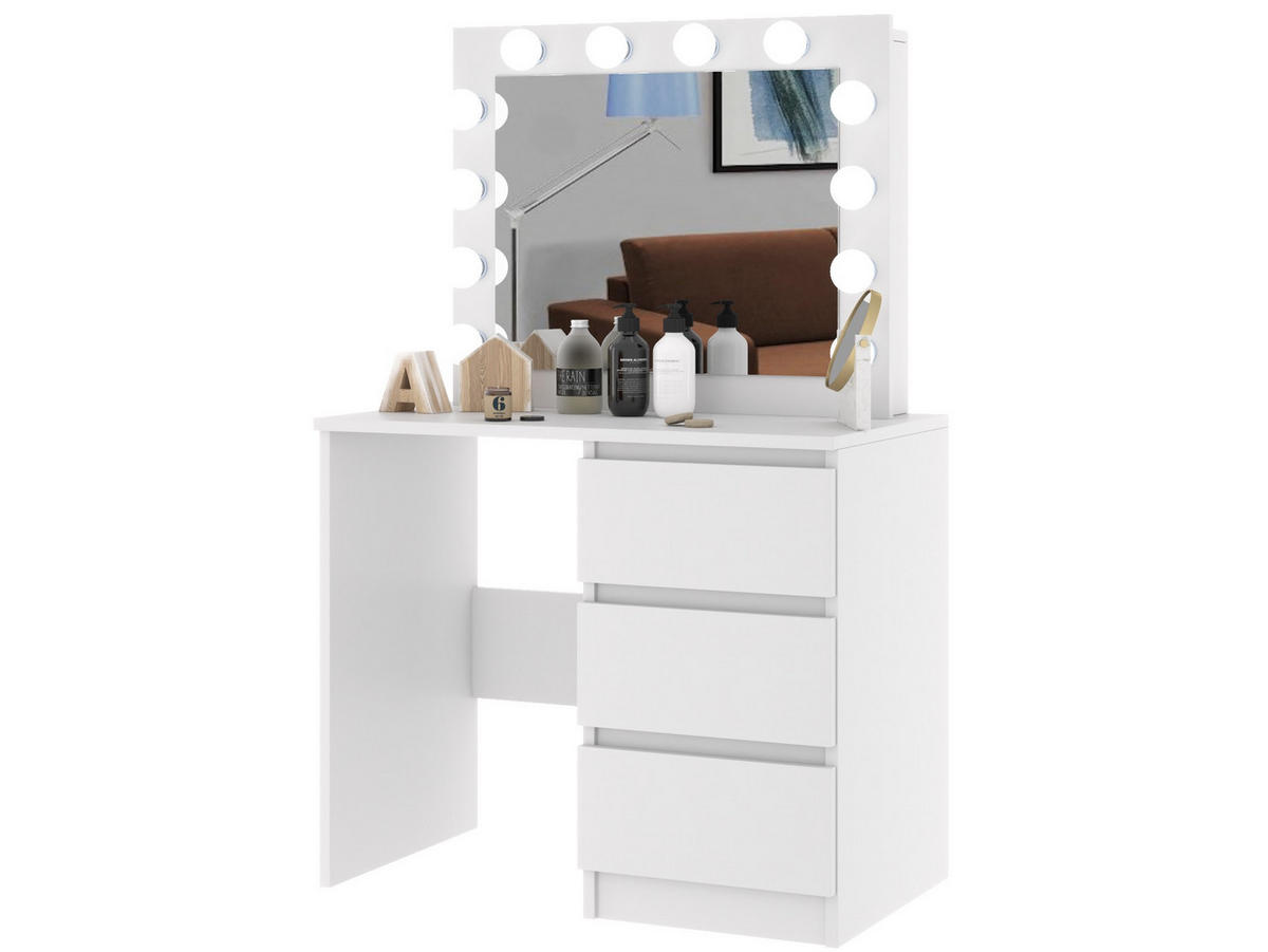 SCHMINKTISCH LU01+Bella B1 weiss - Weiß, Holzwerkstoff (90/141/50cm) - roe furniture