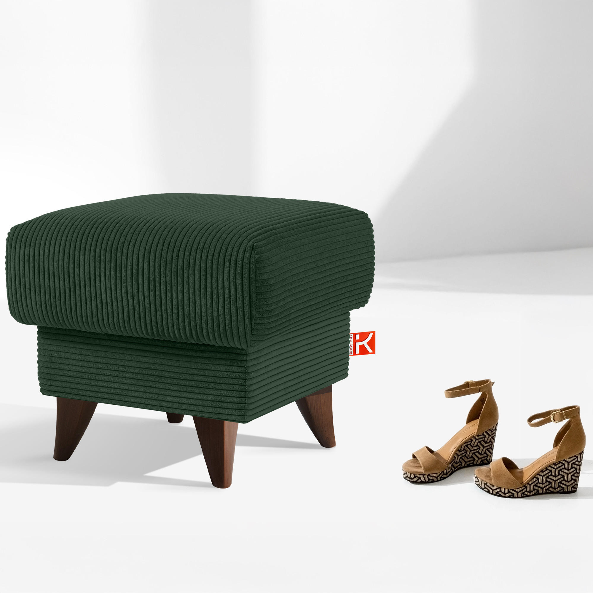 FUẞSTÜTZE GUSTAVO II, Dunkelgrün - Dunkelgrün/Braun, Holz/Holzwerkstoff (53/49/53cm) - KONSIMO®