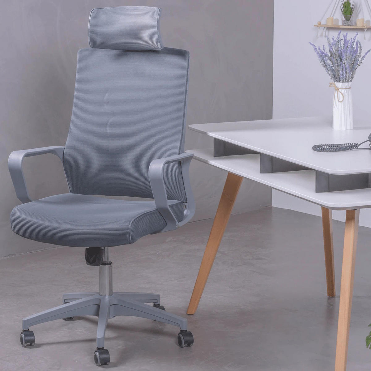 BÜROSTUHL Textil Dunkelgrau - Dunkelgrau, Textil (60/114/58cm) - Nest Dream