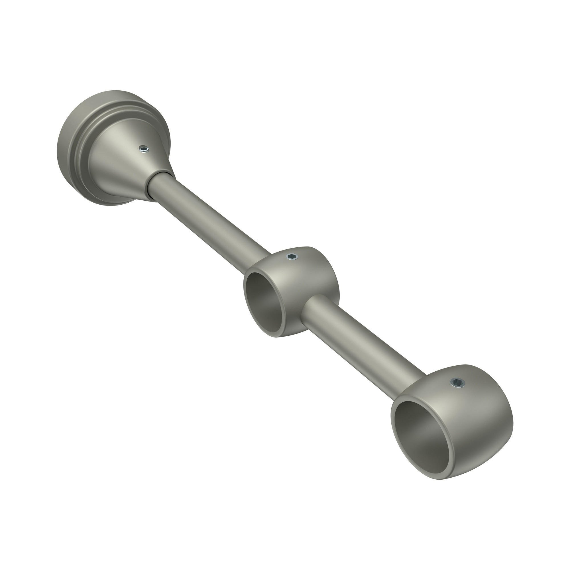 TRÄGER FÜR GARDINENSTANGEN 16 mm Ø, Primus 2-läufig, Chrom matt - Nickelfarben, Metall (19.2/4/4cm) - INTERDECO