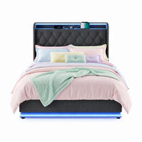 POLSTERBETT 160/200 mit Bettkasten, LED und USB in Grau - Grau, Holzwerkstoff/Textil (160/200cm) - EVRYAE