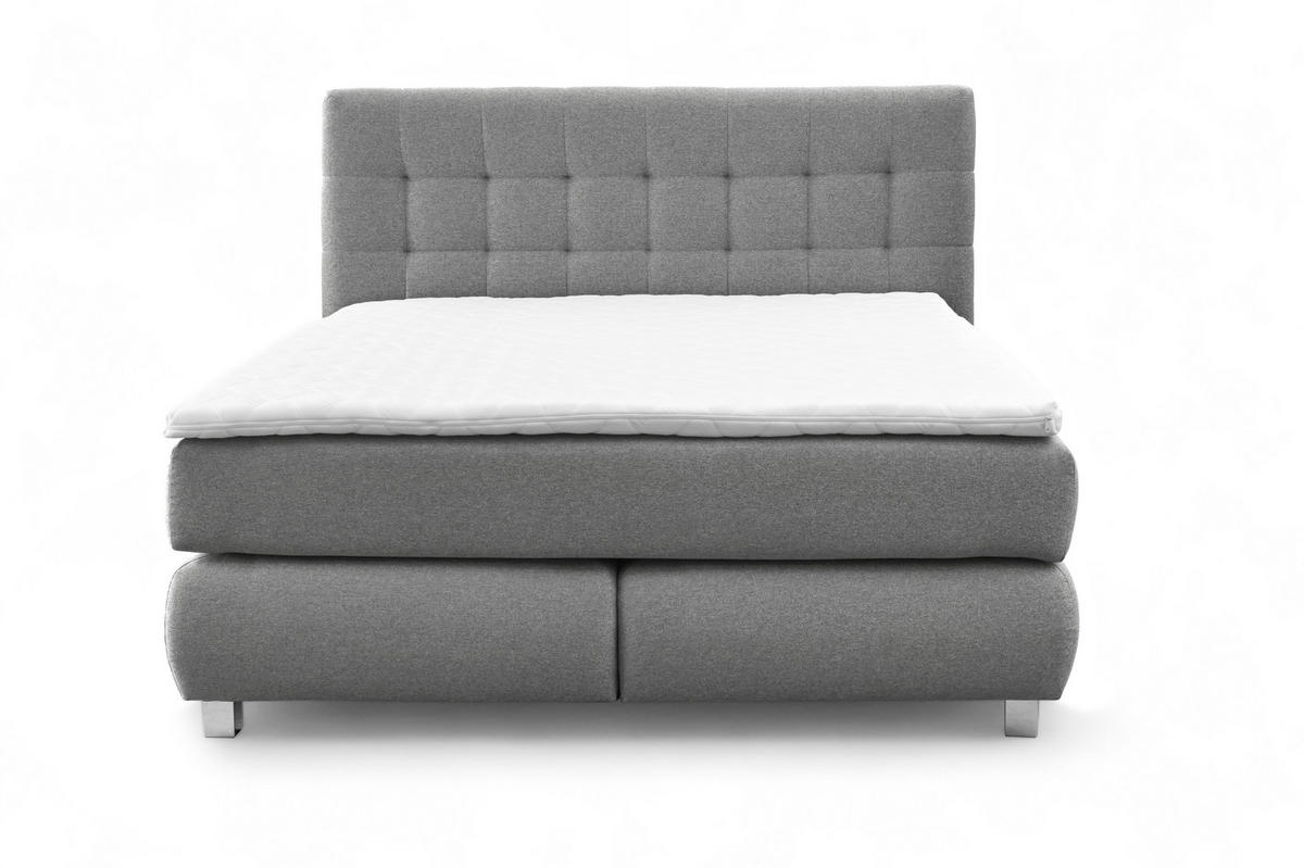 BOXSPRINGBETT Ben mit Pocketmatratze und Bonellmatratze inkl. Topper - Grau, Textil (220/200cm) - AN-Moebel 4u