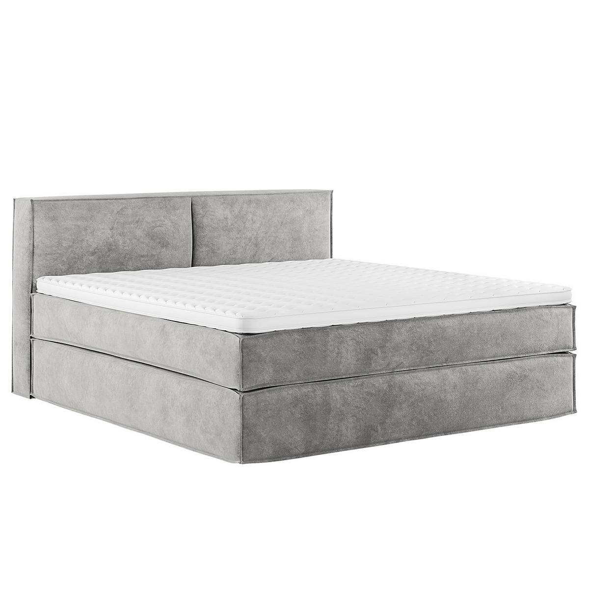 BOXSPRINGBETT mit Kopfteil - Premium - Hellgrau, Textil (180/200cm) - home24