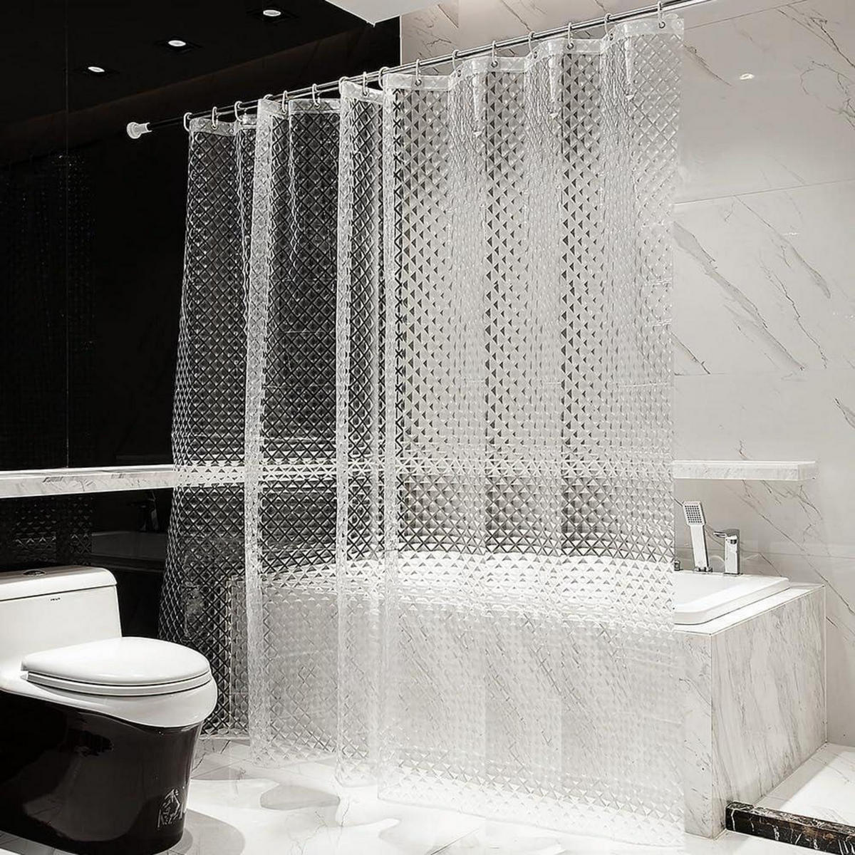 DUSCHVORHANG 3D Rhombus Transparent 240 x 200 cm - Transparent, Kunststoff (200/240cm)