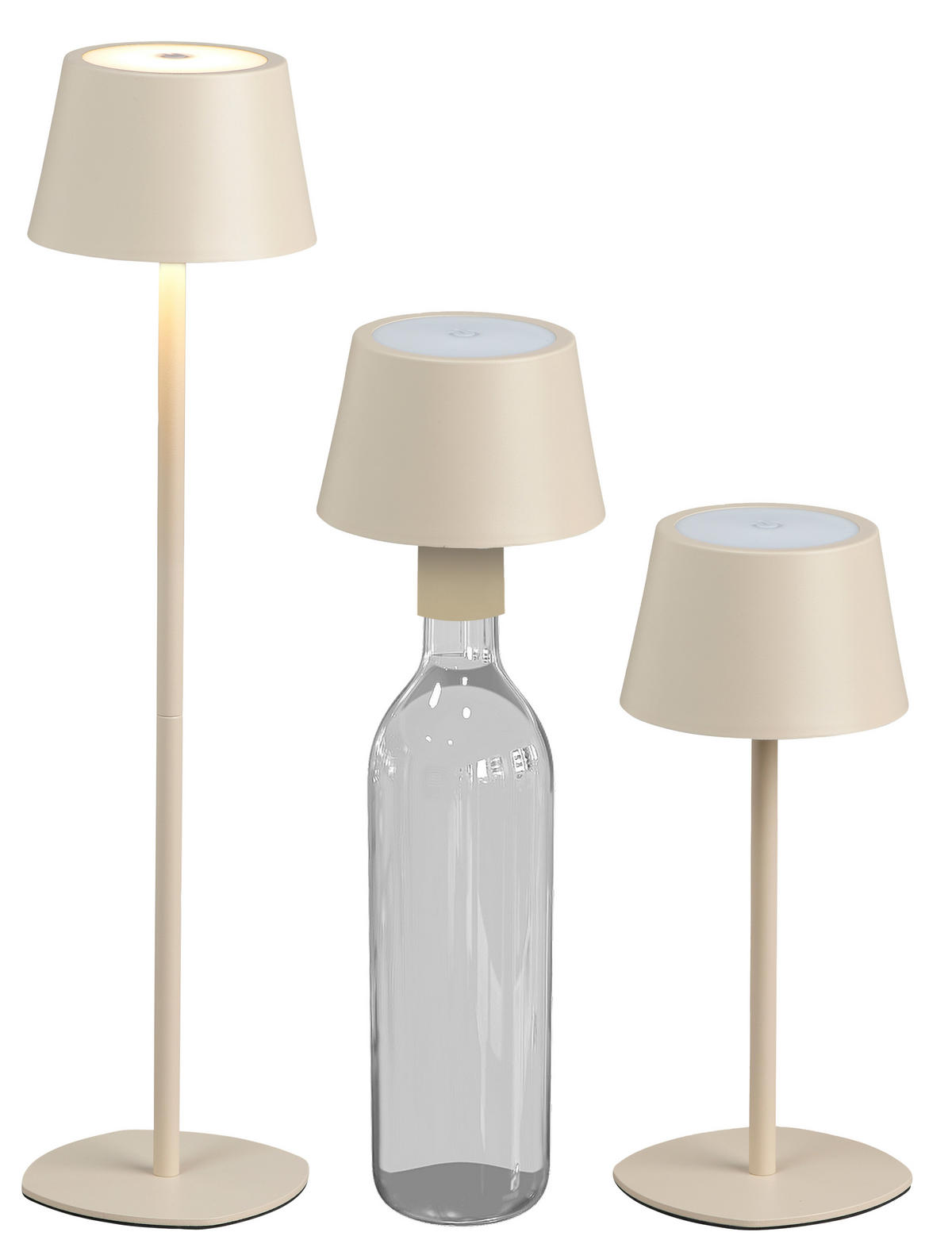 LED Tischlampe 3 in 1 Beige max. 45cm hoch - Beige, Metall (11/11/45cm) - Northpoint