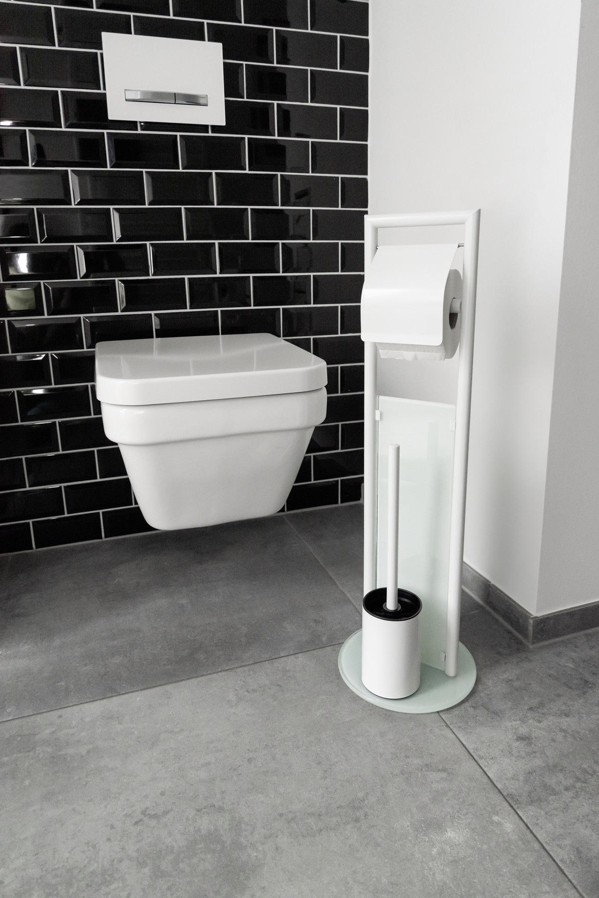 PAPIER- und WC-Bürstenständer Ravina 20/20/70 cm - Weiß, Metall (20/70/20cm) - Wenko