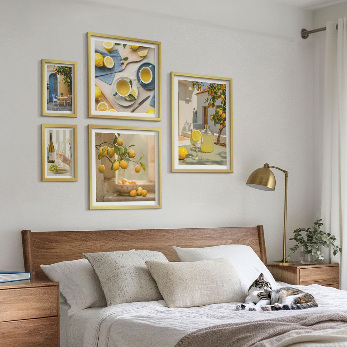 BILDER SET 5er Set - 50x50 cm & 20x30 cm & 40x60 cm Goldrahmen - Patio Sun Limonade - Goldfarben, Kunststoff (40/60cm) - TULUP