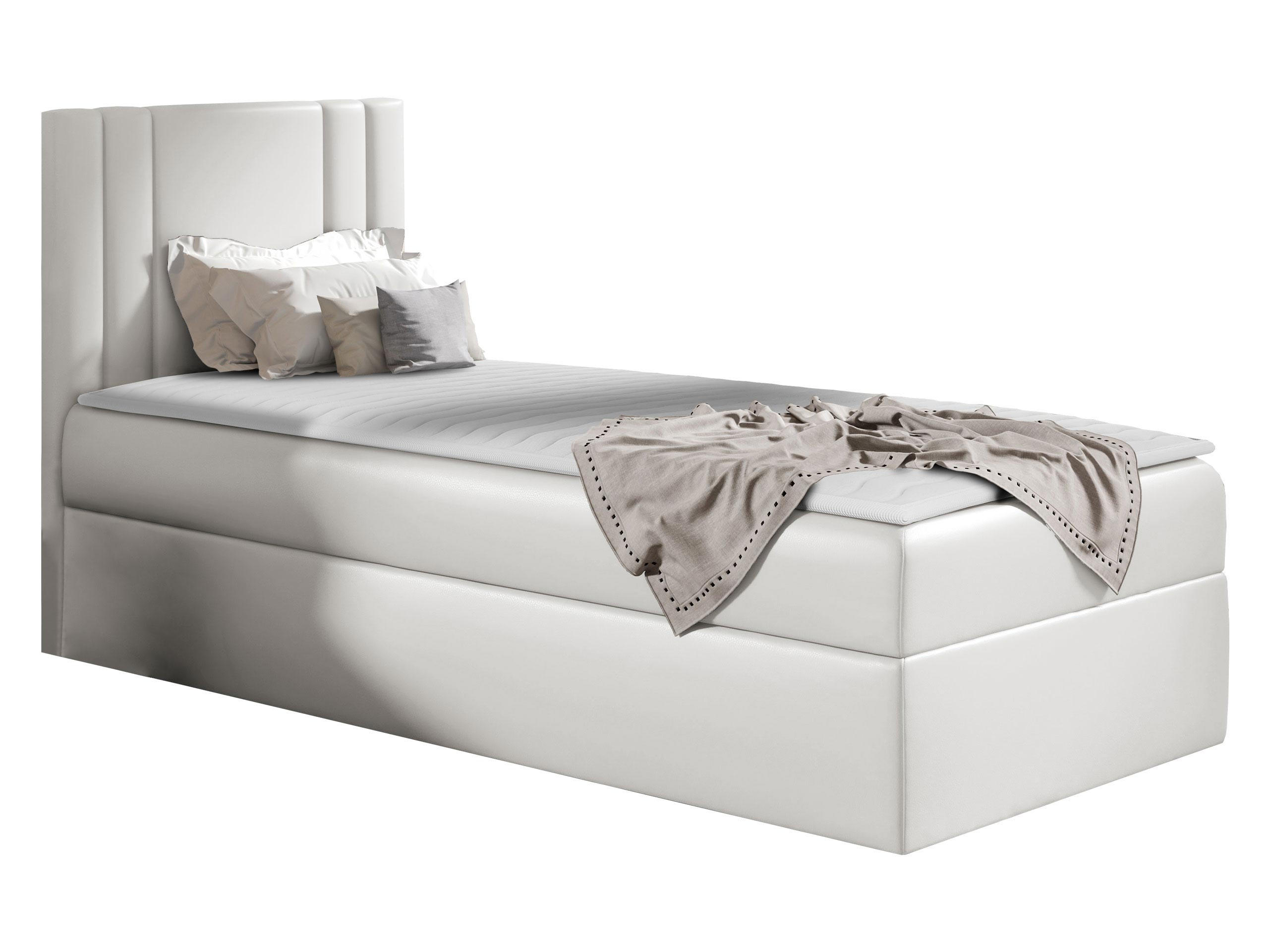 BOXBETT Carmen Mini, Seite zum Öffnen des Bettkastens: Links - Weiß, Holz (80/200cm) - MIRJAN24